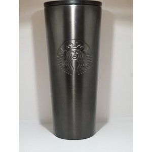 Starbucks 16.oz Stainless Steel Dark Silver Siren Cold Cup Tumbler No Straw